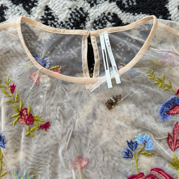 Anthropologie The Layla Long-Sleeve Appliqué Mesh Blouse - Picture 4 of 7